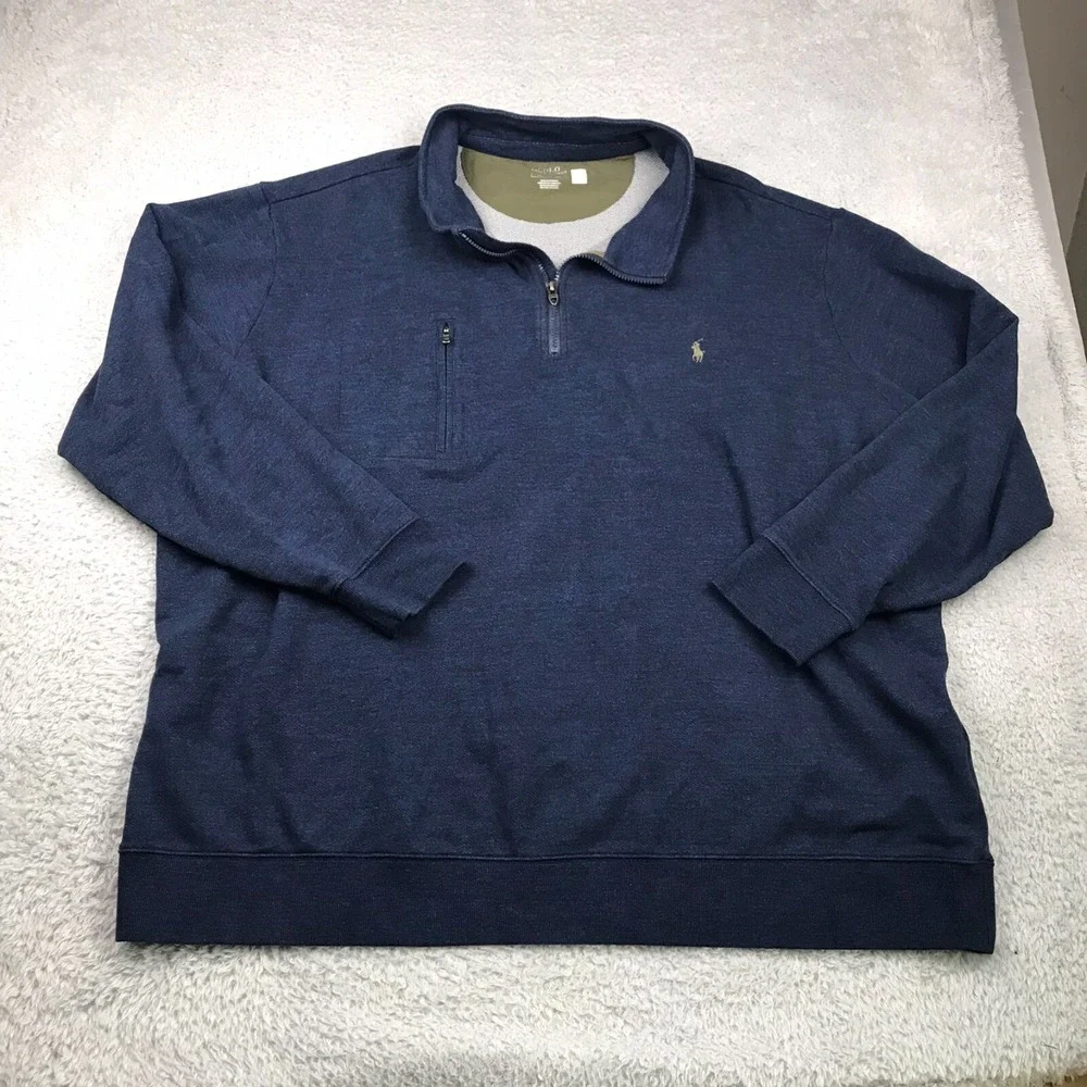 Polo Ralph Lauren 1/4 Zip Pullover Mens 4XLT Navy Performance Embroidery Logo